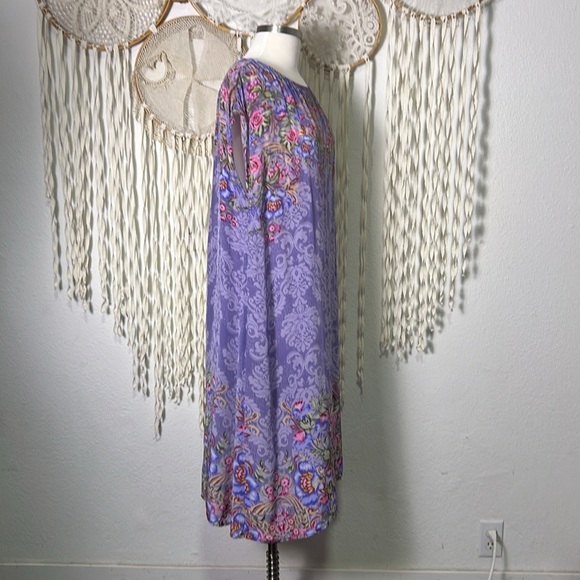 Sundance Lilac Floral Impressions Sheath Dress with Cap Sleeve Size Large - Picture 2 of 11